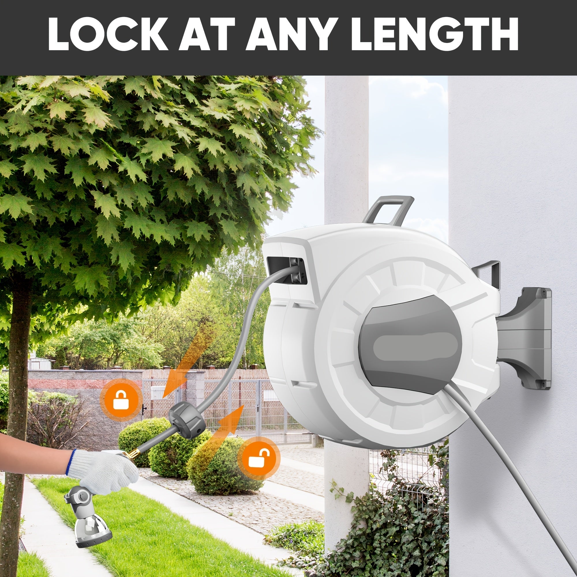 40/100/110/130FT X 1/2" Retractable Garden Hose Reel