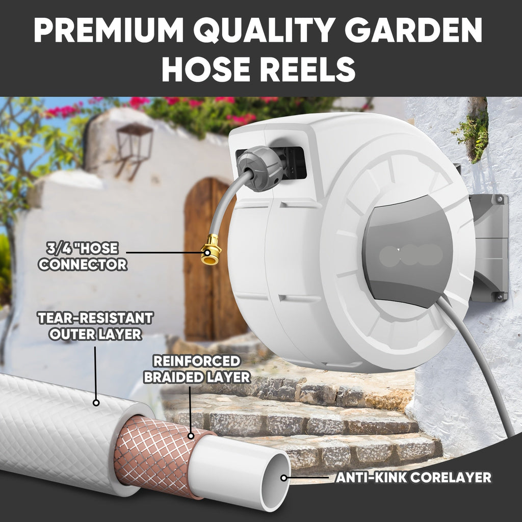 40/100/110/130FT X 1/2" Retractable Garden Hose Reel