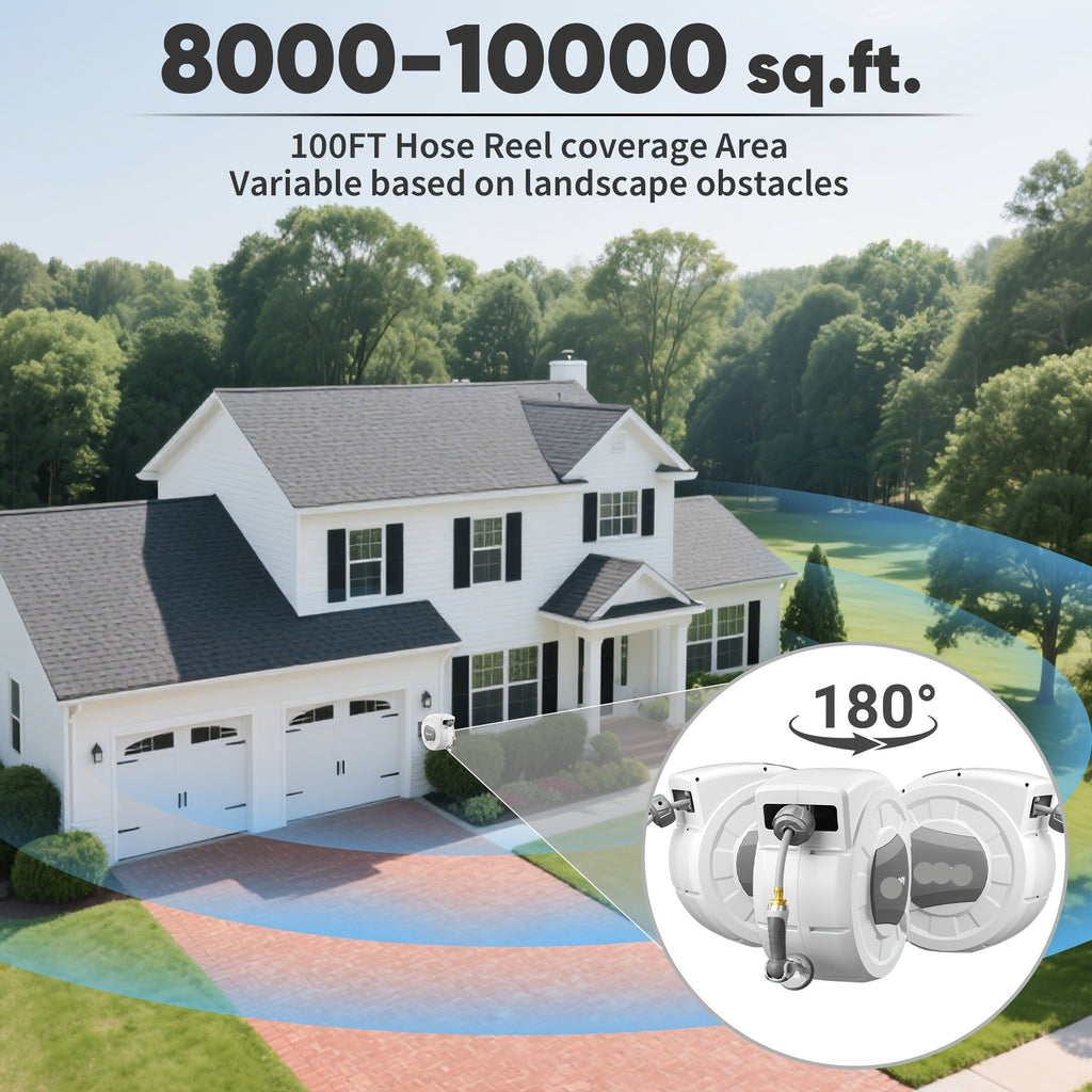 40/100/110/130FT X 1/2" Retractable Garden Hose Reel