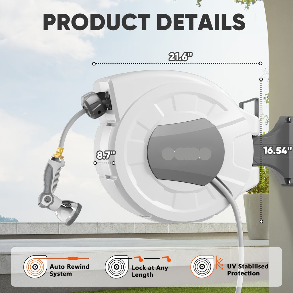 40/100/110/130FT X 1/2" Retractable Garden Hose Reel